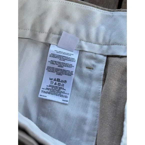 Vintage Brooks Brothers 346 Sz 36x30 Beige 100% Linen Chino Dress Pants Trousers - Picture 8 of 8